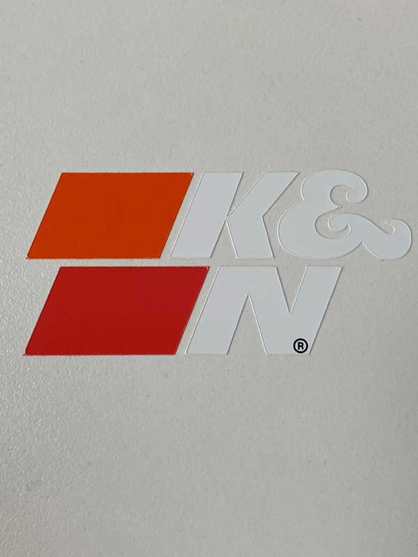 K&N Decal; Die Cut,   2.57" x 1.25", White 89-0018-1