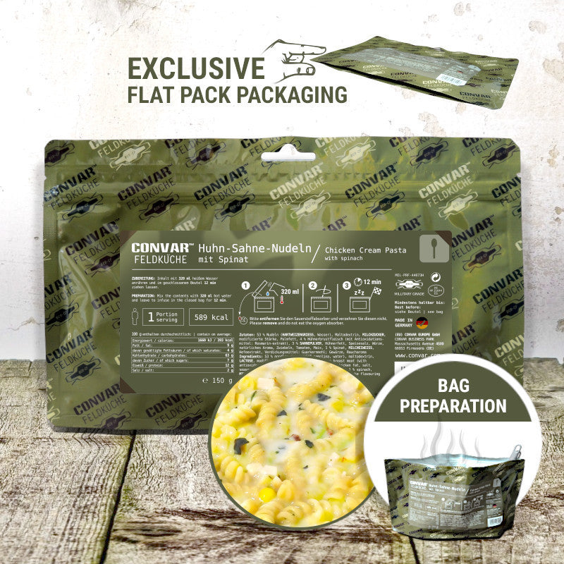 CONVAR Feldkuche Cream noodles with chicken and spinach (12 Pieces per Box)