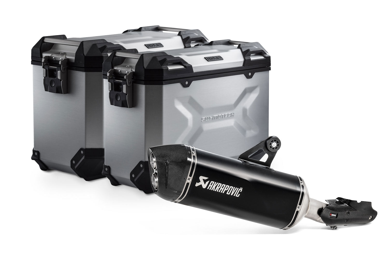 SW-Motech TRAX ADV aluminum case system + Akrapovic