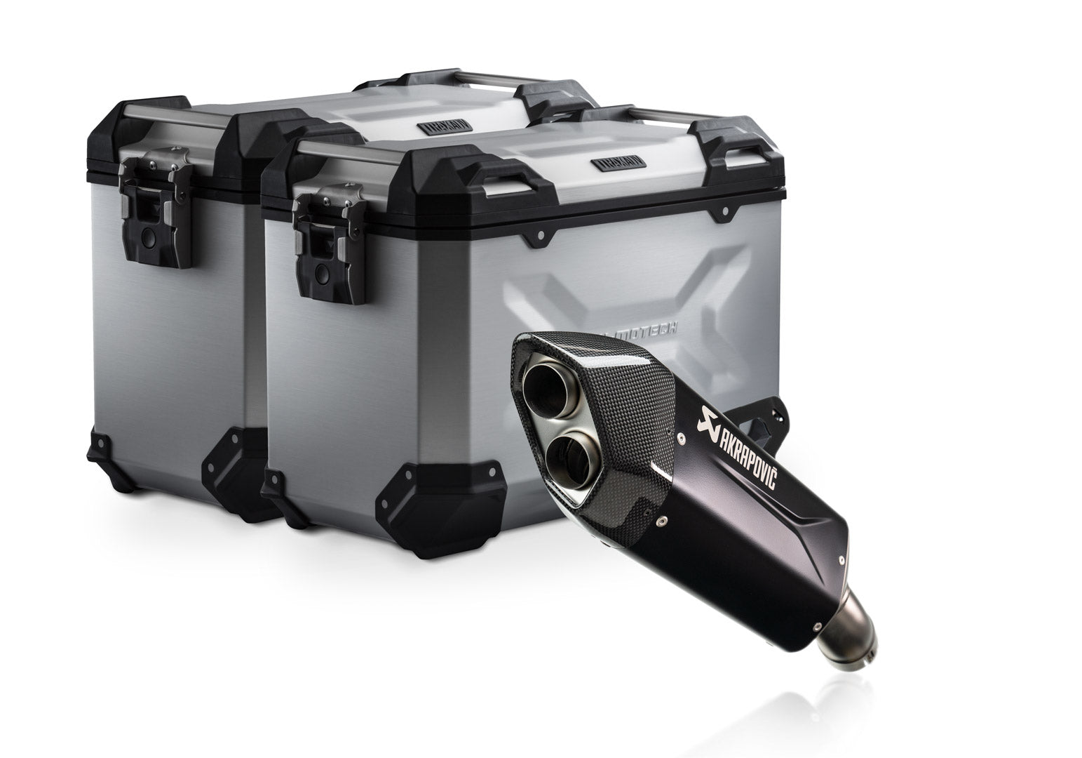 SW-Motech TRAX ADV aluminium case system + Akrapovic