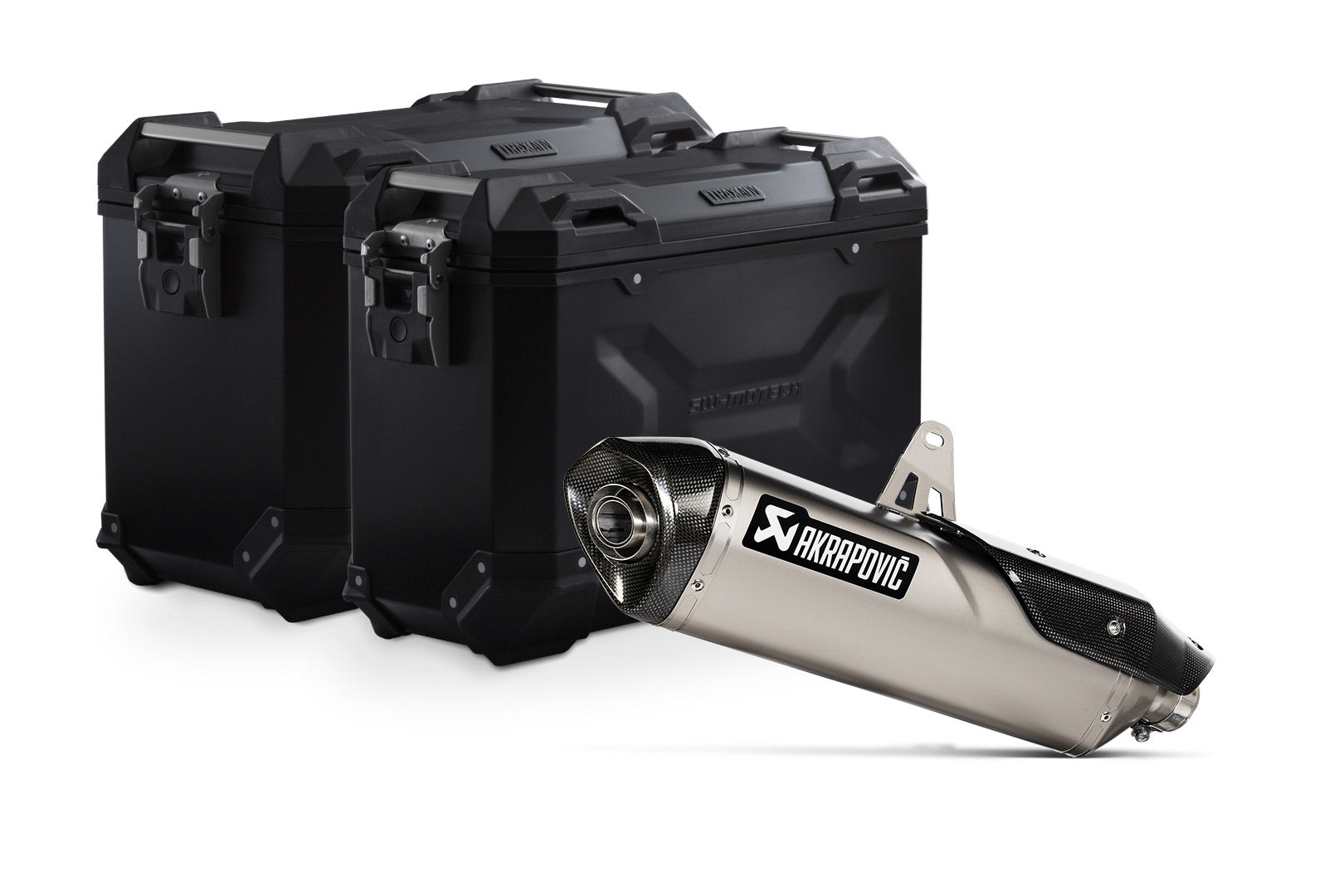 SW-Motech TRAX ADV aluminum case system + Akrapovic