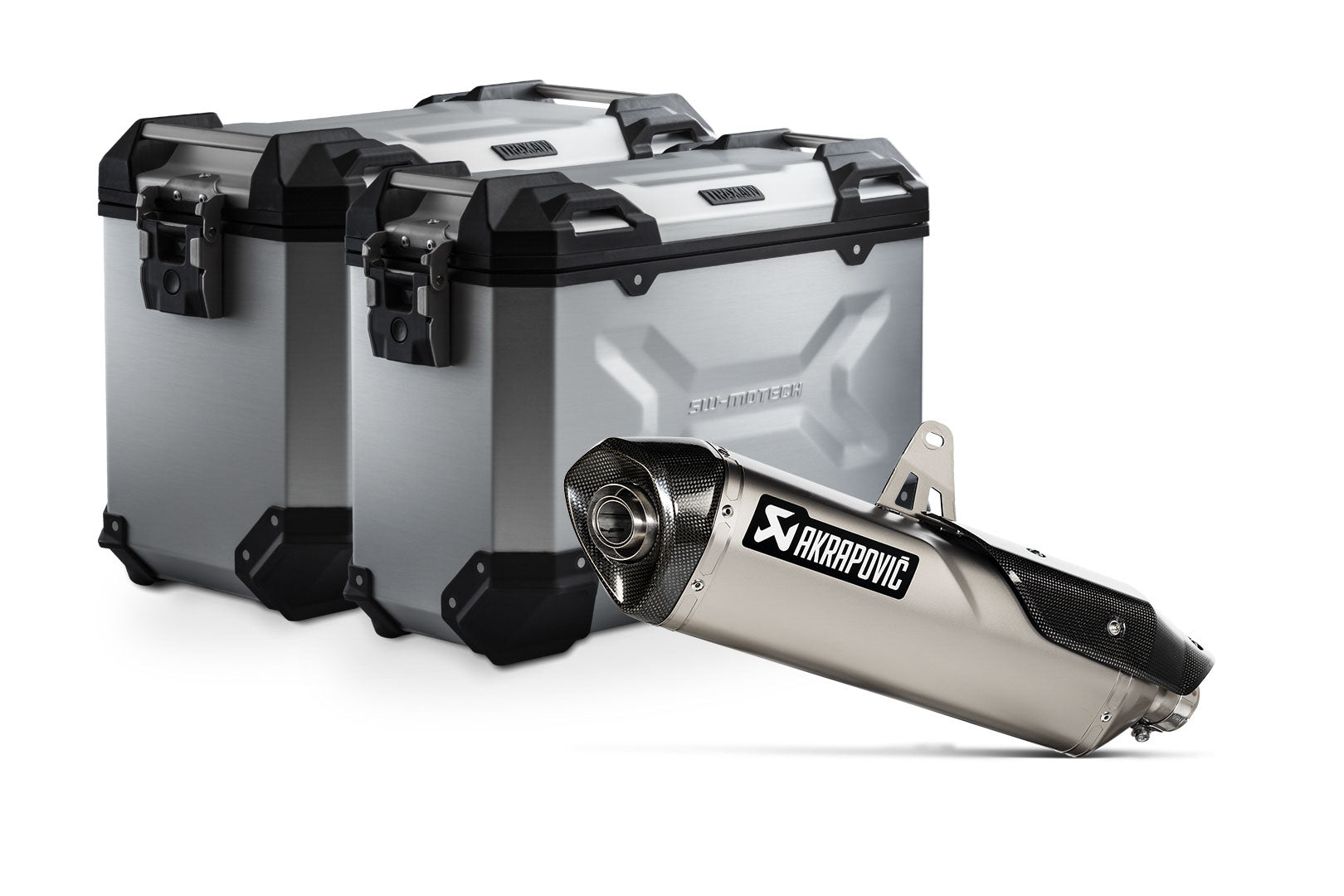 SW-Motech TRAX ADV aluminum case system + Akrapovic